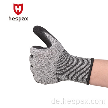 Hespax Anti-Impact Nitril sandige Handschuhe Anti-Schnitt-Abrieb